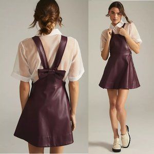 Anthropologie Maeve Faux Leather Pinafore skirt dress new with tag nwt size S